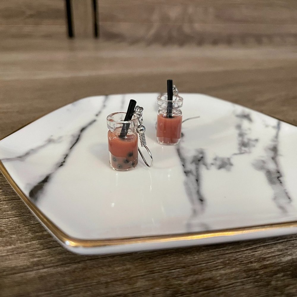 "Chocolate Boba Tea" Earrings!